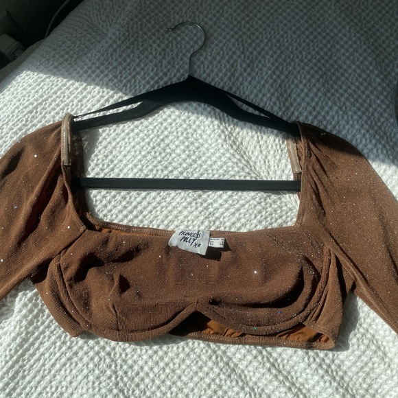 Princess Polly Brown Glitter Top - Picture 3 of 5